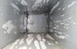 The same horizontal duct scraped and washed to bare galvanized steel